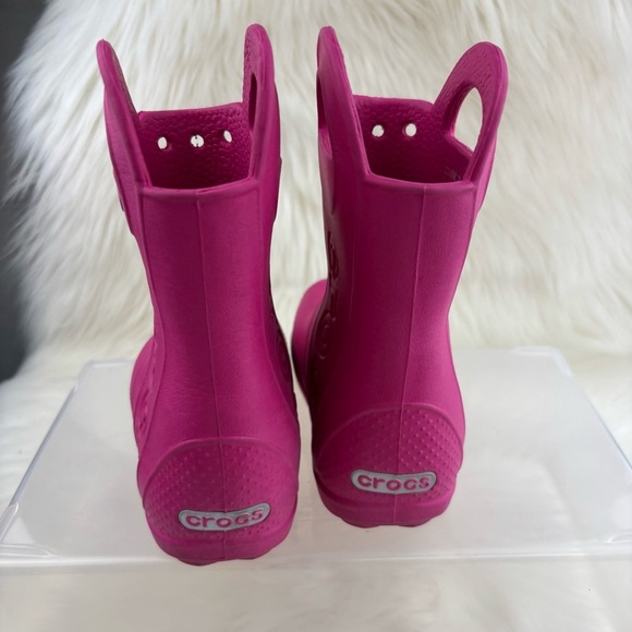 CROCS Pink Rain & Snow Boots with Pull Handles - Picture 3 of 8